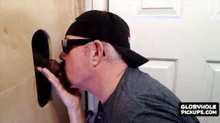 Fat dude loves sucking glory hole cocks more than anything