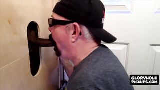 Fat dude loves sucking glory hole cocks more than anything