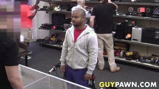 Pawnshop owners double team juicy ebony customer