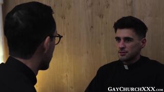 Priest blows colleague before having his asshole railed raw