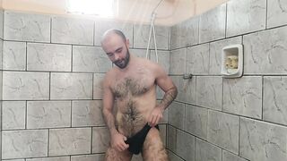 Taking a Bathroom, Frigging Fur Covered Rump and Stroking with Louis Ferdinando