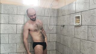 Taking a Bathroom, Frigging Fur Covered Rump and Stroking with Louis Ferdinando