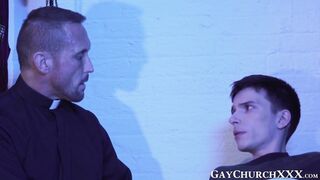 Kinky priest jerks twink off and hammers his tight ass bare