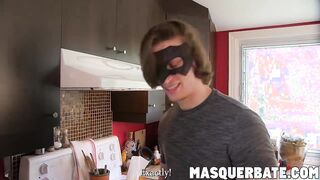 Rebel hunk Jake wanks it in the kitchen for that cumshot