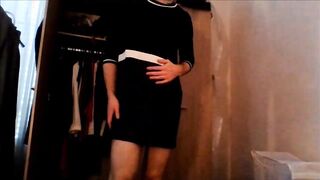 Assistant crossdresser in cute sundress