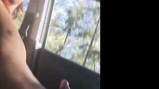 Sexy amateur films while jacking and stroking in his car