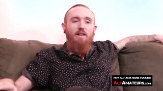 Bearded ginger masturbates with his juicy dick solo