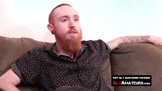 Bearded ginger masturbates with his juicy dick solo