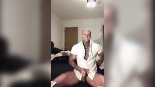 Fantastic Tattooed Fellow Faps Off Immense Prick & Shoots A Load