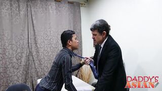 Asian twink Alex and Daddy having a anal sex in a office