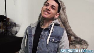 Latino twink Jordan masturbates passionately and teases solo