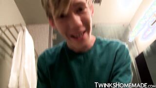 Thin Youngster Plays With His Schlong In The Douche Solo