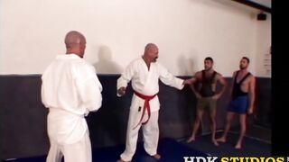 Two sub homos raw drilled and cum fed by martial artists