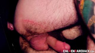 Amateur jocks fucking bareback in glory hole for hot facial