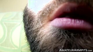 Hairy amateur teases his tight ass before jerking off hard