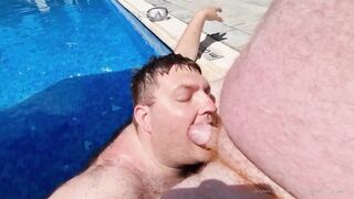 Fellating Daddies Spear In The Swimming Pool