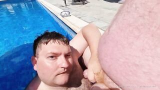 Fellating Daddies Spear In The Swimming Pool