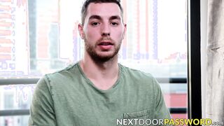 Inked handsome Carter Woods masturbates in interview