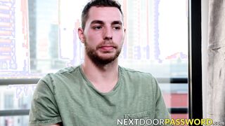 Inked handsome Carter Woods masturbates in interview