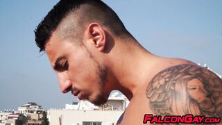 Outdoor anal fucking with tattooed handsome homosexuals