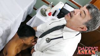 Whorish Asian twink Mikal gets freaky with doctor Daddy Mike