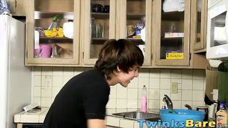 Kyler Moss takes a spin on Robbies cock in the kitchen