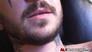 Handsome Alix shows off tattoos and masturbation