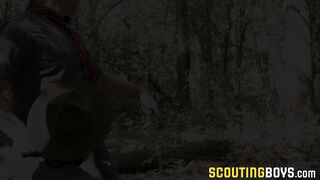 Scouts Marcus and Troye kneels for Scout Leaders dicks