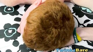 Ginger twink and his lover have freaky fuck session in bed