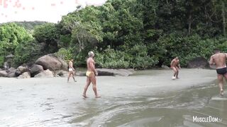 Nude football on the beach