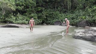 Nude football on the beach