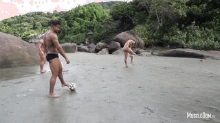 Nude football on the beach