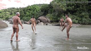 Nude football on the beach