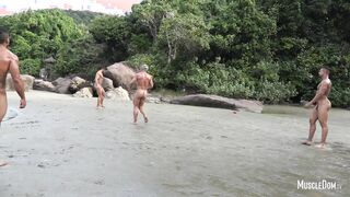 Nude football on the beach