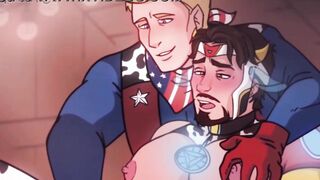 Metal dude x Captain america - steve x tony batty man masturbating onanism cow yaoi manga porn