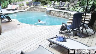 Aiden Asher and jock Jax Thirio having poolside barebacking