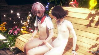 Yaoi Fabulous femboy hand job and plumbed in a park