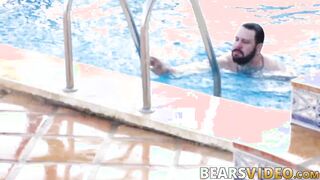 Fat bear with small cock Adam Jones strokes cock outdoor