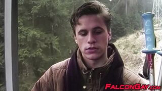 Irresistable oral fuck between Alex and Viktor in a cable car