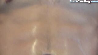 Casted jock amateur spunking in close up