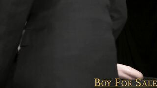 BoyForSale - Dangled sleek gimp spunk-pump wanked by senior dom father