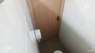 Elegantly Security Large Chisel Urinate And Jizz in Rest Room