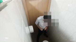 Elegantly Security Large Chisel Urinate And Jizz in Rest Room