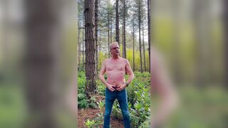 Outdoors in the forest, undressed off good-sized pink cigar hj and jizm