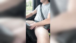 Young German Youngster with ample stiffy in car public road