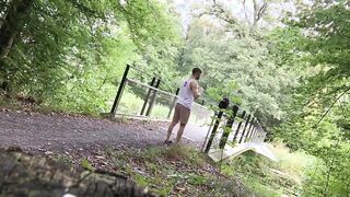 German guy nude outdoor jizm shot on bridge masturbate off