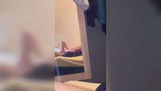 22 Years aged Boy is fapping off his 20cm Spunk-Pump in front the mirror