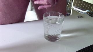 Draining Off and Jizzing in Glass of Water