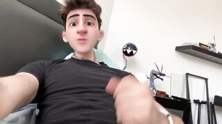 Adorable Anime Toon Stud Dude Strokes his Penis and Jizzes on his Face