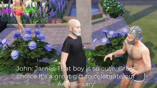 2 Grandfathers Vs Young Guy - 2 Older Studs Feast Their Anniversary, Assfucker Three-Way